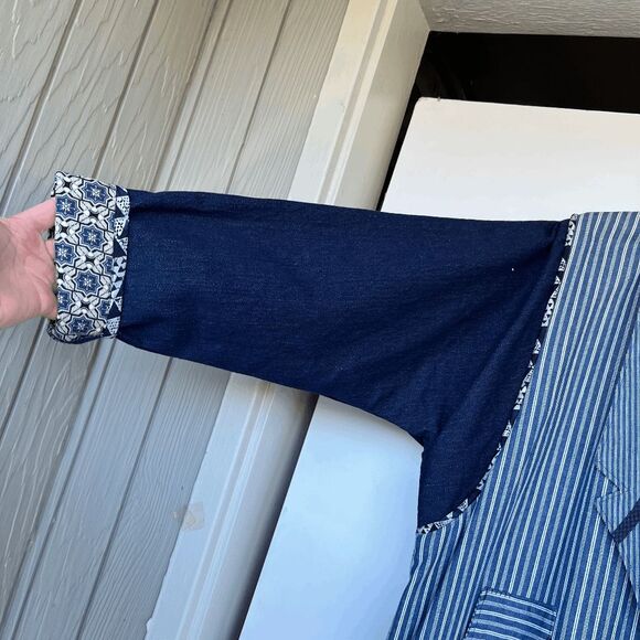 VTG Art to Wear Patchwork Duster Coat Screaming Women Denim Stripe OS - Picture 9 of 16